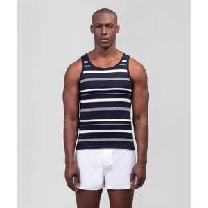 NEW RON DORFF irregular stripes tank top in navy white